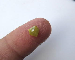 0.80CTW/5.9mm OOAK Yellow Green Shield Shaped Rose Cut Diamond Loose Cabochon, Faceted Diamond Rose Cut Cabochon For Ring, DDS518/1