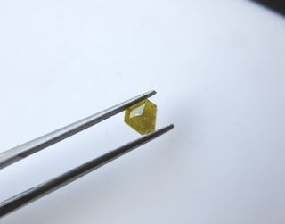 OOAK 0.55CTW/5.2mm Shield Shaped Yellow Diamond Rose Cut Loose Cabochon, Faceted Rose Cut Diamond For Ring, DDS518/6