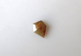 OOAK 0.85CTW/7.6mm Natural Peach/Red Shield Shaped Rose Cut Diamond Loose Cabochon, Faceted Rose Cut Diamond For Ring, DDS518/33