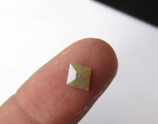 0.50CTW/7.4mm OOAK Clear Light Yellow White Fancy Kite Shaped Rose Cut Diamond Loose Cabochon, Faceted Diamond Rose Cut Cabochon, DDS518/41