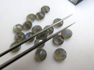 10 Pieces 8mm Natural Labradorite Round Shaped Rose Cut Flat back Faceted Loose Cabochons GDS1047/8