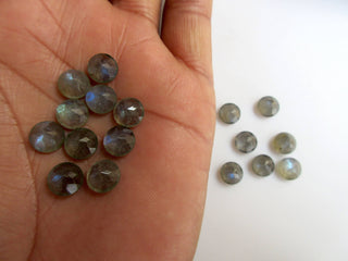 10 Pieces 8mm Natural Labradorite Round Shaped Rose Cut Flat back Faceted Loose Cabochons GDS1047/8