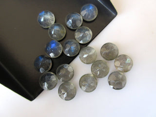 10 Pieces 8mm Natural Labradorite Round Shaped Rose Cut Flat back Faceted Loose Cabochons GDS1047/8