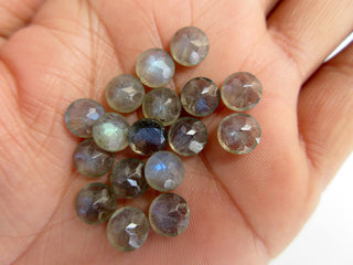 10 Pieces 8mm Natural Labradorite Round Shaped Rose Cut Flat back Faceted Loose Cabochons GDS1047/8