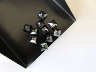 10 Pieces 6x6x4mm Each Black Onyx Faceted Princess Shaped Loose Gemstone For Jewelry GDS1047/9