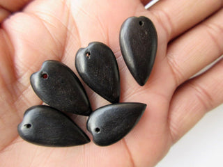 5 Pieces Leaf Shaped Hand Carved Wooden Pendant Beads, Leaf Shaped Wood Bead Pendant, Wooden Pendant And Necklace, GDS1047/14