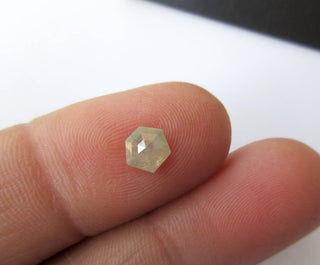 5.7mm/0.70CTW OOAK Natural Clear White Hexagon Shaped Rose Cut Diamond Loose Cabochon, Faceted Rose Cut Diamond Loose, DDS520/7