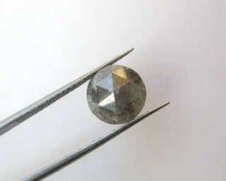 OOAK 2.75CTW Huge 8.7mm Natural Gray Round Shaped Salt and Pepper Rose Cut Diamond Loose Cabochon, Faceted Rose Cut Loose Diamond, DDS525/16