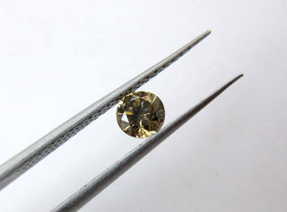 OOAK 0.30CTW/4.2mm Round Shaped Natural Clear Green Brown Brilliant Cut Diamond Loose, Brilliant Cut Loose Diamond, DDS529/6
