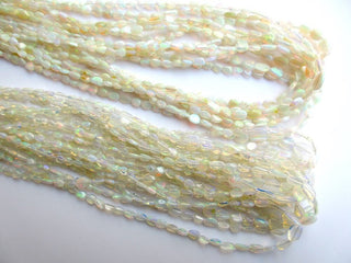 6mm To 10mm Natural White Ethiopian Welo Opal Smooth Oval Tumbles Beads, Welo Opal Tumbles, 16 Inch/8 Inch Strand, GDS1049/5