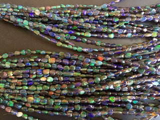 Black Welo Opal Plain Smooth Oval Tumble Beads, Ethiopian Opal Welo Opal Oval Nugget Beads, 5mm To 9mm Approx, 18 Inches Strand, GDS1049/8