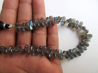 Natural AAA Labradorite Faceted Tear Drop Briolette Beads, 6mm To 9mm Blue Fire Labradorite Tear Drop Gemstone, GDS1049/10