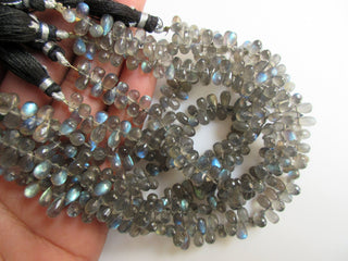 Natural AAA Labradorite Faceted Tear Drop Briolette Beads, 6mm To 9mm Blue Fire Labradorite Tear Drop Gemstone, GDS1049/10