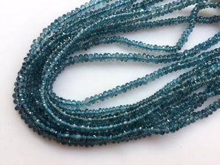 Rare 3mm London Blue Topaz Micro Faceted Rondelle Beads, Faceted Blue Topaz Rondelles, 8 Inch Strand, GDS1049/11