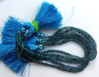 Rare 3mm London Blue Topaz Micro Faceted Rondelle Beads, Faceted Blue Topaz Rondelles, 8 Inch Strand, GDS1049/11