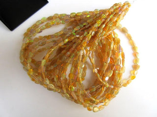 18 Inches Natural Ethiopian Welo Opal Smooth Oval Tumbles Beads, Yellow Welo Opal Tumbles 5mm To 8mm Beads, GDS1049/2