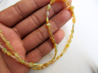 18 Inches Natural Ethiopian Welo Opal Smooth Oval Tumbles Beads, Yellow Welo Opal Tumbles 5mm To 8mm Beads, GDS1049/2