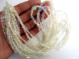 5mm To 8mm Natural White Ethiopian Welo Opal Smooth Oval Tumbles Beads, Welo Opal Tumbles, 18 Inch Strand, GDS1049/3