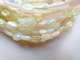5mm To 8mm Natural White Ethiopian Welo Opal Smooth Oval Tumbles Beads Welo Opal Tumbles 18 Inch Strand GDS1049/3