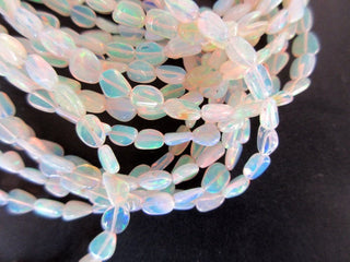 6mm To 10mm Natural White Ethiopian Welo Opal Smooth Oval Tumbles Beads, Welo Opal Tumbles, 16 Inch/8 Inch Strand, GDS1049/5