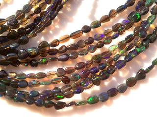 Black Ethiopian Welo Opal Smooth Tumble Beads, Ethiopian Opal Beads, Welo Opal Nugget Beads, 3mm To 7mm Approx, 18 Inches Strand, GDS1049/7