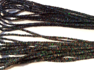 3mm Black Ethiopian Welo Opal Heishi Beads, Square Heishi Cut Ethiopian Opal, Welo Opal Beads , 18 Inches Strand, GDS1049/9