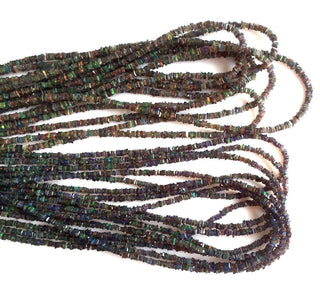 3mm Black Ethiopian Welo Opal Heishi Beads, Square Heishi Cut Ethiopian Opal, Welo Opal Beads , 18 Inches Strand, GDS1049/9