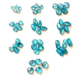 4 Pieces Blue Copper Turquoise Doublet Pear/Square/Rectangle/Trillion/Marquise/Heart/Cushion Shaped Flat Back Loose Cabochons GDS1048/11