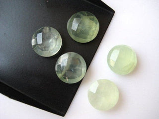 10 Pieces 13mm Each Natural Prehnite Round Shaped Both Side Faceted Loose Gemstones for Jewelry BB2