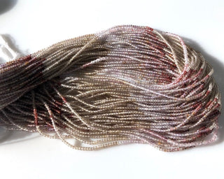 Imperial Topaz Micro Faceted Rondelle Beads, Natural Imperial Topaz Loose, 2mm Pink Topaz/Brown Topaz Beads, 13 Inch Strand, GDS1050