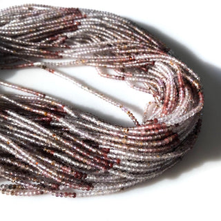 Imperial Topaz Micro Faceted Rondelle Beads, Natural Imperial Topaz Loose, 2mm Pink Topaz/Brown Topaz Beads, 13 Inch Strand, GDS1050