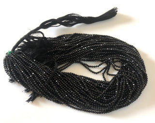 2mm Natural Black Spinel Gem Stone Beads, Micro Faceted Black Spinel Rondelle Beads, 13 Inch Strand, Wholesale Spinel Beads, GDS1052