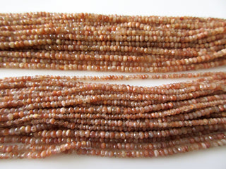 Sunstone Rondelle Beads, Faceted Sunstone Rondelle Beads, 4mm And 3mm Sunstone Beads, Sunstone gemstone, 13 Inch Strand, GDS1063