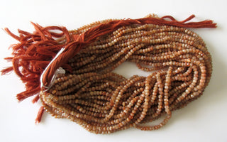 Sunstone Rondelle Beads, Faceted Sunstone Rondelle Beads, 4mm And 3mm Sunstone Beads, Sunstone gemstone, 13 Inch Strand, GDS1063