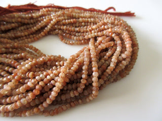 Sunstone Rondelle Beads, Faceted Sunstone Rondelle Beads, 4mm And 3mm Sunstone Beads, Sunstone gemstone, 13 Inch Strand, GDS1063