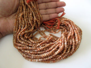 Sunstone Rondelle Beads, Faceted Sunstone Rondelle Beads, 4mm And 3mm Sunstone Beads, Sunstone gemstone, 13 Inch Strand, GDS1063