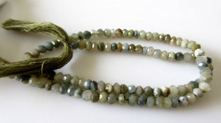 Green Cats Eye Faceted Beads, Cats Eye Rondelle Beads, 4mm Cats Eye Beads, Cats Eye Rondelles, 13 Inch Strand, GDS1064