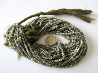 Green Cats Eye Faceted Beads, Cats Eye Rondelle Beads, 4mm Cats Eye Beads, Cats Eye Rondelles, 13 Inch Strand, GDS1064