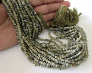 Green Cats Eye Faceted Beads, Cats Eye Rondelle Beads, 4mm Cats Eye Beads, Cats Eye Rondelles, 13 Inch Strand, GDS1064