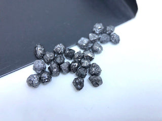 2 Pieces White Color Tiny Black Raw Rough Loose Diamonds, 3mm Each Natural Uncut Diamonds Perfect for prong Setting, D54