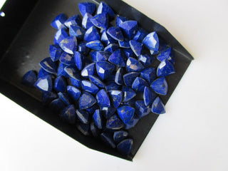 10 Pieces 8mm Each Natural Lapis Lazuli Faceted Trillion Shaped Loose Gemstones GDS1076