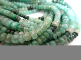 Natural Emerald Faceted Rondelle Beads, 5mm Green Emerald Shaded Gemstone Beads, Sold As 16 Inch 1 Strand/5 Strand, GDS1081