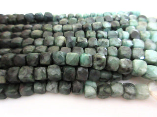 Natural Emerald Faceted Box Beads, 8mm Faceted Box Emerald Beads, Green Emerald Shaded Gemstone Box Beads, 8 Inch Strand, GDS1082