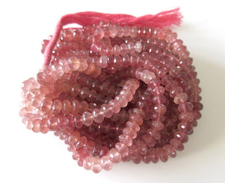 Natural Pink Strawberry Quartz Faceted Rondelle Shaded Beads, 7mm to 8mm Strawberry Quartz Beads, Pink Strawberry Quartz Jewelry, GDS1087