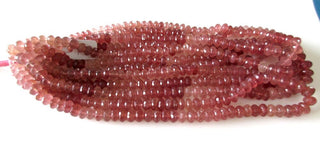 Natural Pink Strawberry Quartz Faceted Rondelle Shaded Beads, 7mm to 8mm Strawberry Quartz Beads, Pink Strawberry Quartz Jewelry, GDS1087