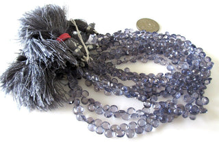 Iolite Faceted Heart Beads, AAA Iolite Briolette Beads, Heart Shaped Iolite Briolettes, 5mm/7mm/11mm, Loose Iolite Gemstone Beads, GDS1092