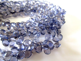 Iolite Faceted Heart Beads, AAA Iolite Briolette Beads, Heart Shaped Iolite Briolettes, 5mm/7mm/11mm, Loose Iolite Gemstone Beads, GDS1092