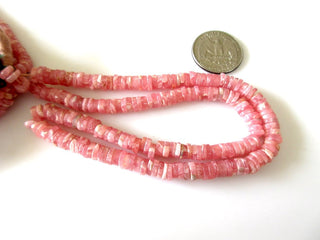 Pink Rhodochrosite Smooth Round Tyre Beads, Rhodochrosite Round Heishi Beads, 6mm Beads, Rhodochrosite Tyres, GDS1094