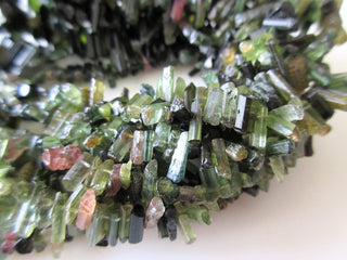 Raw Green Tourmaline Sticks, Natural Green Tourmaline Raw Crystal Sticks, 6mm to 16mm sticks, 18 Inch Strand, GDS1101