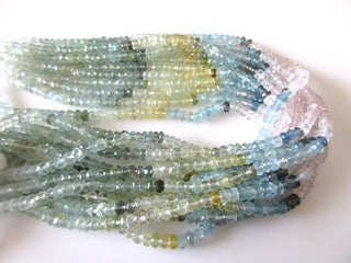 Pink Yellow Blue Multi Aquamarine Faceted Rondelle Beads, 5/6mm Natural Loose Beads For Aquamarine Jewelry Necklace, 12 Inch Strand, GDS1103